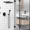 imageSR SUN RISE Shower Faucet  10 Inch Multifunctional High Pressure Shower Head System with Handheld Shower Head Fixtures  Valve Included  Matte BlackOil Rubbed Bronze