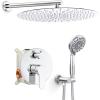 imageSR SUN RISE Shower Faucet  10 Inch Multifunctional High Pressure Shower Head System with Handheld Shower Head Fixtures  Valve Included  Matte BlackPolished Chrome