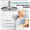 imageSR SUN RISE Shower Faucet  10 Inch Multifunctional High Pressure Shower Head System with Handheld Shower Head Fixtures  Valve Included  Matte BlackPolished Chrome