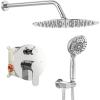 imageSR SUN RISE Shower Faucet  10 Inch Multifunctional High Pressure Shower Head System with Handheld Shower Head Fixtures  Valve Included  Matte BlackPolished Chrome