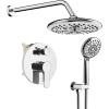 imageSR SUN RISE Shower Faucet  10 Inch Multifunctional High Pressure Shower Head System with Handheld Shower Head Fixtures  Valve Included  Matte BlackPolished Chrome