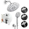 imageSR SUN RISE Shower Faucet  10 Inch Multifunctional High Pressure Shower Head System with Handheld Shower Head Fixtures  Valve Included  Matte BlackPolished Chrome