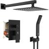 imageSR SUN RISE Shower Faucet Set Bathroom Square Rain Shower Head with Handheld Spray Wall Mounted Rainfall Shower Fixtures Brushed Nickel Shower Faucet Trim Repair Kits Contain Shower Valve10 InchesMatte Black