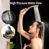 imageSR SUN RISE Shower Faucet Set Bathroom Square Rain Shower Head with Handheld Spray Wall Mounted Rainfall Shower Fixtures Brushed Nickel Shower Faucet Trim Repair Kits Contain Shower Valve10 InchesBrushed Gold