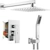 imageSR SUN RISE Shower Faucet Set Bathroom Square Rain Shower Head with Handheld Spray Wall Mounted Rainfall Shower Fixtures Brushed Nickel Shower Faucet Trim Repair Kits Contain Shower Valve10 InchesPolished Chrome