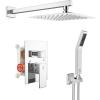 imageSR SUN RISE Shower Faucet Set Bathroom Square Rain Shower Head with Handheld Spray Wall Mounted Rainfall Shower Fixtures Brushed Nickel Shower Faucet Trim Repair Kits Contain Shower Valve10 InchesPolished Chrome