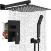 imageSR SUN RISE Shower Faucet Set Bathroom Square Rain Shower Head with Handheld Spray Wall Mounted Rainfall Shower Fixtures Brushed Nickel Shower Faucet Trim Repair Kits Contain Shower Valve10 InchesMatte Black