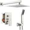 imageSR SUN RISE Shower Faucet Set Bathroom Square Rain Shower Head with Handheld Spray Wall Mounted Rainfall Shower Fixtures Brushed Nickel Shower Faucet Trim Repair Kits Contain Shower Valve10 InchesBrushed Nickel