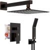 imageSR SUN RISE Shower Faucet Set Bathroom Square Rain Shower Head with Handheld Spray Wall Mounted Rainfall Shower Fixtures Brushed Nickel Shower Faucet Trim Repair Kits Contain Shower Valve10 InchesOil Rubbed Bronze