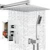 imageSR SUN RISE Shower Faucet Set Bathroom Square Rain Shower Head with Handheld Spray Wall Mounted Rainfall Shower Fixtures Brushed Nickel Shower Faucet Trim Repair Kits Contain Shower Valve10 InchesPolished Chrome