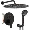 imageSR SUN RISE Shower System 12 inch Multifunction Shower Faucet Set 6 Setting High Pressure Handheld Rain Shower Head Kits Valve Included  Push Button DiverterStainless SteelOil Rubbed BronzeOil Rubbed Bronze