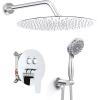 imageSR SUN RISE Shower System 12 inch Multifunction Shower Faucet Set 6 Setting High Pressure Handheld Rain Shower Head Kits Valve Included  Push Button DiverterStainless SteelOil Rubbed BronzePolished Chrome