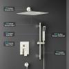 imageSR SUN RISE Shower System with 8quot Rain Showerhead Square Handheld Showerwith 16Inch Slide Bar and 71Inch Hose Wall Mounted Shower Faucet Set Included Valve and Trim Kit Brushed Nickel