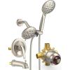 imageSR SUN RISE Shower System with Handheld Shower and Rain Shower Combo Set High Pressure 5spray Dual 2 in 1 Shower Faucet Patented 3way Diverter Brushed Nickel Valve IncludeBrushed Nickel