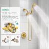 imageSR SUN RISE Shower System with Handheld Shower and Rain Shower Combo Set High Pressure 5spray Dual 2 in 1 Shower Faucet Patented 3way Diverter Brushed Nickel Valve IncludeBrushed Gold