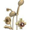 imageSR SUN RISE Shower System with Handheld Shower and Rain Shower Combo Set High Pressure 5spray Dual 2 in 1 Shower Faucet Patented 3way Diverter Brushed Nickel Valve IncludeBrushed Gold
