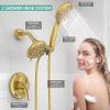 imageSR SUN RISE Shower System with Handheld Shower and Rain Shower Combo Set High Pressure 5spray Dual 2 in 1 Shower Faucet Patented 3way Diverter Brushed Nickel Valve IncludeBrushed Gold
