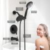 imageSR SUN RISE Shower System with Handheld Shower and Rain Shower Combo Set High Pressure 5spray Dual 2 in 1 Shower Faucet Patented 3way Diverter Brushed Nickel Valve IncludeMatte Black