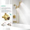 imageSR SUN RISE Shower System with Handheld Shower and Rain Shower Combo Set High Pressure 5spray Dual 2 in 1 Shower Faucet Patented 3way Diverter Brushed Nickel Valve IncludeBrushed Gold