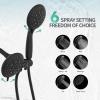 imageSR SUN RISE Shower System with Handheld Shower and Rain Shower Combo Set High Pressure 5spray Dual 2 in 1 Shower Faucet Patented 3way Diverter Brushed Nickel Valve IncludeMatte Black