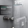 imageSR SUN RISE Shower System with Push Button Diverter Luxury 10 Inch Rain Shower Head with Handheld Spray High Pressure Shower Faucet Combo Set with Roughin Valve Polished Chrome