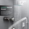imageSR SUN RISE Shower System with Push Button Diverter Wall Mounted Luxury 12 Inch Rain Shower Head with Handheld Spray High Pressure Shower Faucet Combo Set with Roughin Valve Brushed NickelPolished Chrome