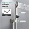 imageSR SUN RISE Shower System with Push Button Diverter Wall Mounted Luxury 12 Inch Rain Shower Head with Handheld Spray High Pressure Shower Faucet Combo Set with Roughin Valve Brushed NickelBrushed Nickel