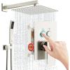 imageSR SUN RISE Shower System with Push Button Diverter Wall Mounted Luxury 12 Inch Rain Shower Head with Handheld Spray High Pressure Shower Faucet Combo Set with Roughin Valve Brushed NickelBrushed Nickel