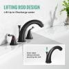 imageSR SUN RISE Widespread Bathroom Faucets 3 Hole Bathroom Sink Faucet 8 inch  Matte Black 2 Handle Basin Bathroom Faucet with Lift Rod Drain Assembly for RV Bath Vanity