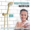 imageShower Faucet  3 Function High Pressure Shower Head System 6 Setting Headheld Shower Head Fixtures Valve Included  Brushed Gold