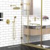 imageShower Faucet  3 Function High Pressure Shower Head System 6 Setting Headheld Shower Head Fixtures Valve Included  Brushed Gold