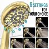 imageShower Faucet  3 Function High Pressure Shower Head System 6 Setting Headheld Shower Head Fixtures Valve Included  Brushed Gold
