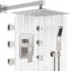imageWaist Massage Spray Shower System with 6 Body Jets 12 Rain Shower System with Jets and Handheld Shower Faucet Set with Roughin Valve Wall Mounted Shower Fixture Set for Bathroom Brushed NickelBrushed Nickel