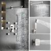 imageWaist Massage Spray Shower System with 6 Body Jets 12 Rain Shower System with Jets and Handheld Shower Faucet Set with Roughin Valve Wall Mounted Shower Fixture Set for Bathroom Brushed NickelBrushed Nickel