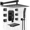 imageWaist Massage Spray Shower System with 6 Body Jets 12 Rain Shower System with Jets and Handheld Shower Faucet Set with Roughin Valve Wall Mounted Shower Fixture Set for Bathroom Brushed NickelMatte Black