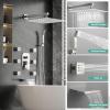 imageWaist Massage Spray Shower System with 6 Body Jets 12 Rain Shower System with Jets and Handheld Shower Faucet Set with Roughin Valve Wall Mounted Shower Fixture Set for Bathroom Brushed NickelBrushed Nickel