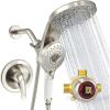 image2in1 Shower Faucet  Magnetic Shower System  81 Function Rain Shower Head with Handheld  Brushed NickelValve Included