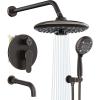 imageSR SUN RISE 10 Inches Wall Mounted Shower System with Tub Spout Shower Tub Faucets Sets Complete Newer Model High Pressure 8Spray Rain Shower Head and 6Setting Handheld Combo Brushed NickelOil Rubbed Bronze