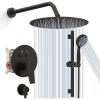 imageSR SUN RISE 12 Inch Oil Rubbed Bronze Shower System WallMount Adjustable 16Inch Slide Bar with 6Function Hand Shower Faucet Included Valve and Trim KitOil Rubbed Bronze
