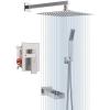 imageSR SUN RISE 12 Inches All Metal Shower System with Tub Spout Square Rain Shower Head and Handheld Combo Shower Fixtures Bathtub Faucet Set Shower Valve and Trim Kit Brushed Nickel