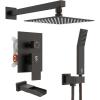 imageSR SUN RISE 12 Inches All Metal Square Shower System with Tub Spout Tub Shower Faucet Set High Pressure Rain Shower Head and Handheld Sprayer Combo Shower Fixtues Valve Included Polished ChromeOil Rubbed Bronze