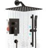 imageSR SUN RISE 8 Inch Oil Rubbed Bronze Slide Bar Shower Faucet Luxury All Metal Shower Heads and Handheld Spray Combo Set Wall Mounted Square Shower System Included Valve and Trim Kit