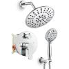 imageSR SUN RISE Shower Faucet  10 Inch Multifunctional High Pressure Shower Head System with Handheld Shower Head Fixtures  Valve Included  Matte BlackPolished Chrome