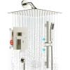 imageSR SUN RISE Shower System with 8quot Rain Showerhead Square Handheld Showerwith 16Inch Slide Bar and 71Inch Hose Wall Mounted Shower Faucet Set Included Valve and Trim Kit Brushed Nickel