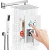 imageSR SUN RISE Shower System with Push Button Diverter Luxury 10 Inch Rain Shower Head with Handheld Spray High Pressure Shower Faucet Combo Set with Roughin Valve Polished Chrome