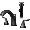 imageSR SUN RISE Widespread Bathroom Faucets 3 Hole Bathroom Sink Faucet 8 inch  Matte Black 2 Handle Basin Bathroom Faucet with Lift Rod Drain Assembly for RV Bath Vanity