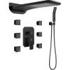 imageWaist Massage Spray Shower System with 6 Body Jets 12 Rain Shower System with Jets and Handheld Shower Faucet Set with Roughin Valve Wall Mounted Shower Fixture Set for Bathroom Brushed NickelMatte Black
