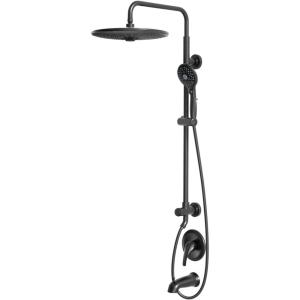 imageSR SUN RISE 10Inch Bathtub Faucet Set Shower Tub Faucets Sets Complete Handheld Showerhead ampamp Rain Shower Combo 276quot Slide Bar Shower Fixture for Bathroom Matte Black Valve Inculded
