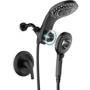 imageSR SUN RISE Magnetic Shower Faucets Sets Complete 8Spray 2in1 Dual Shower Head with Handheld Combo and ONOFF Switch for Saving Water SingleHandle Shower Faucet Matte Black Valve Included