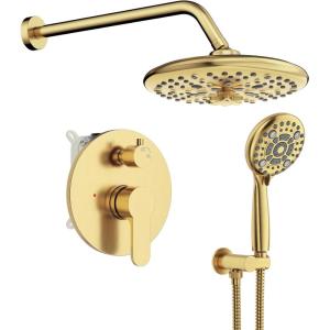 imageSR SUN RISE Shower Faucet  10 Inch Multifunctional High Pressure Shower Head System with Handheld Shower Head Fixtures  Valve Included  Matte BlackBrushed Gold